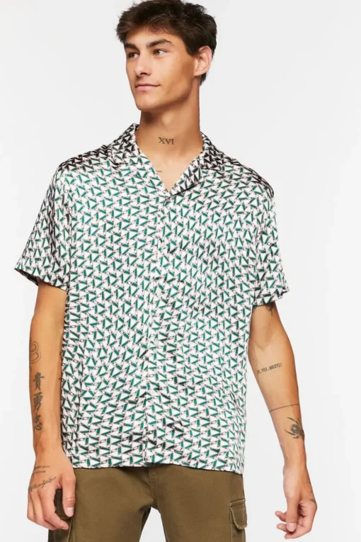Satin Geo Print Shirt