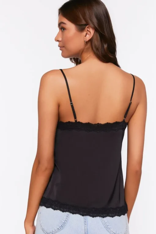 Satin Lace-Trim Cami