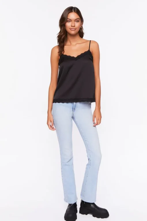 Satin Lace-Trim Cami