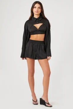 Satin Mid-Rise Shorts