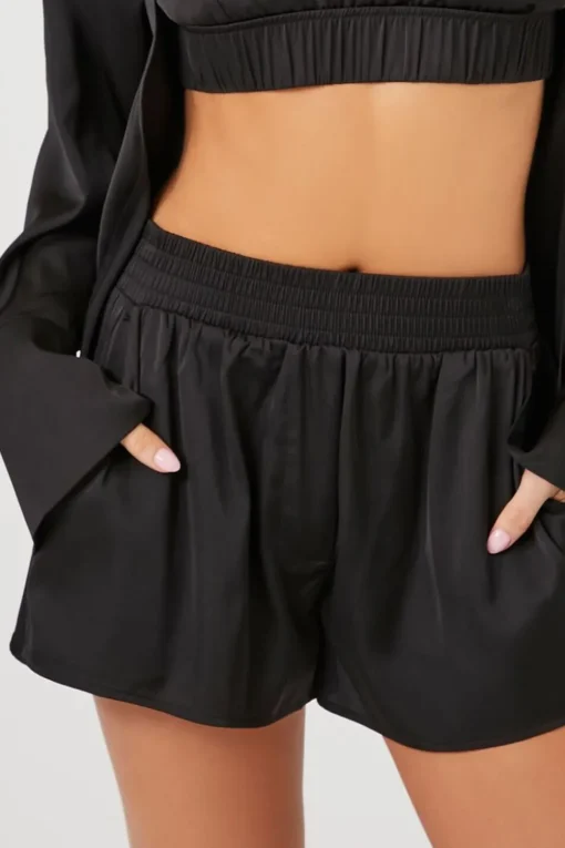 Satin Mid-Rise Shorts