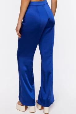 Satin Mid-Rise Split-Hem Pants