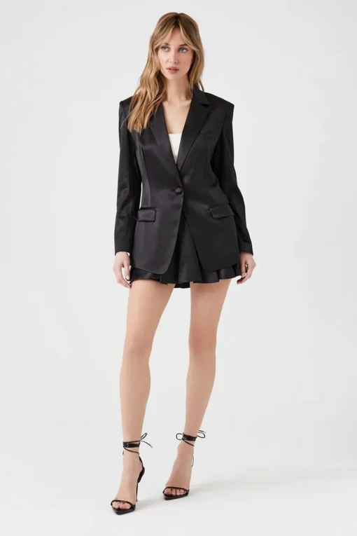 Satin Notched Lapel Blazer