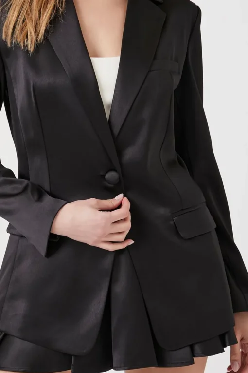 Satin Notched Lapel Blazer