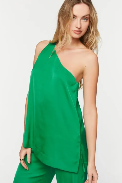 Satin One-Shoulder Top & Pants Set