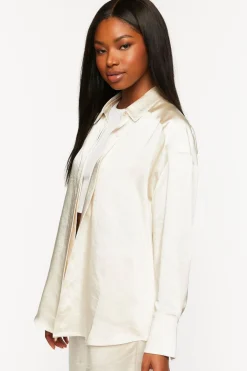 Satin Oversized Long-Sleeve Shirt