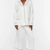 Satin Piped-Trim Shirt & Shorts Pants Set