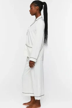 Satin Piped-Trim Shirt & Shorts Pants Set