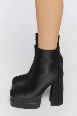 Satin Platform Booties