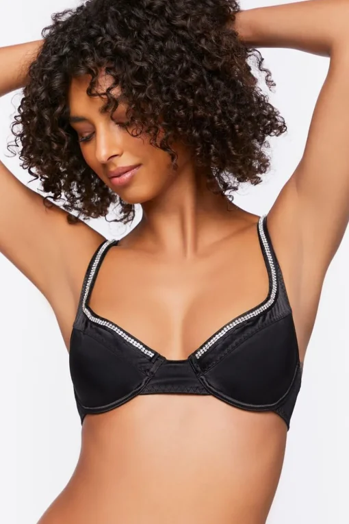 Satin Rhinestone Bra