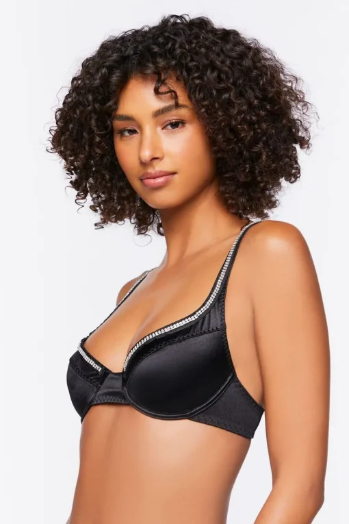 Satin Rhinestone Bra