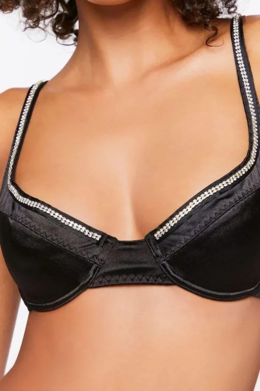Satin Rhinestone Bra