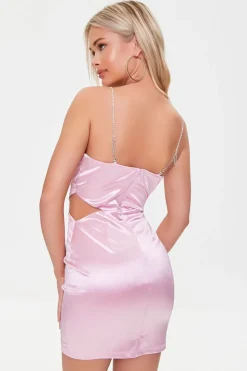 Satin Rhinestone Cami Mini Dress