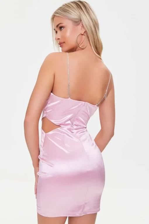 Satin Rhinestone Cami Mini Dress