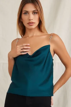 Satin Rhinestone Cowl Cami