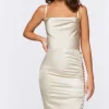 Satin Ruched Bodycon Dress