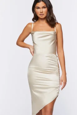 Satin Ruched Bodycon Dress