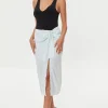 Satin Ruched Drawstring Skirt