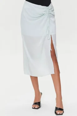 Satin Ruched Drawstring Skirt