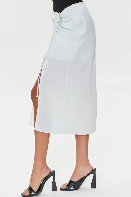 Satin Ruched Drawstring Skirt