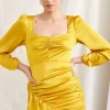 Satin Ruched Mini Dress