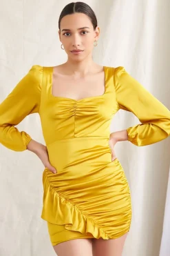 Satin Ruched Mini Dress
