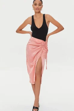 Satin Ruched Skirt