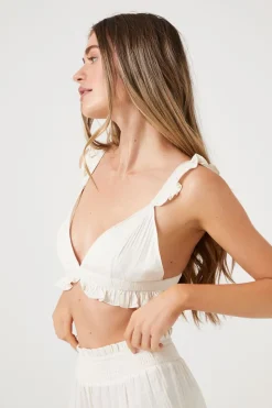 Satin Ruffle-Trim Lounge Bralette