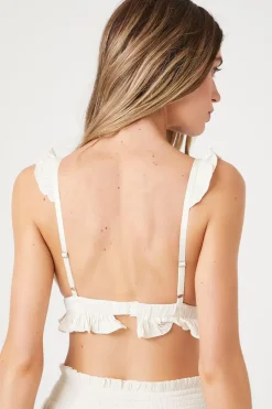 Satin Ruffle-Trim Lounge Bralette