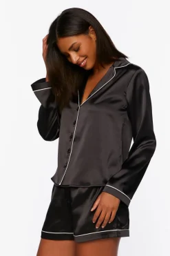 Satin Shirt & Shorts Pajama Set
