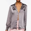 Satin Split-Hem Shirt