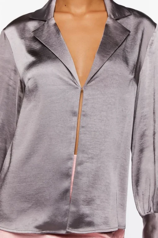Satin Split-Hem Shirt