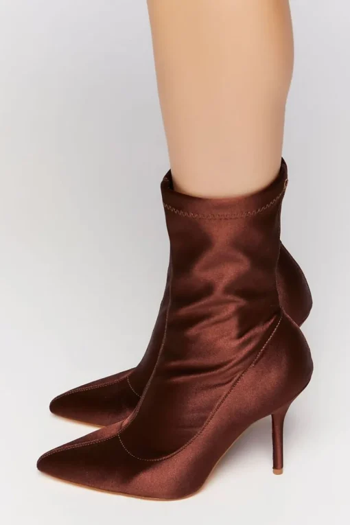 Satin Stiletto Sock Booties