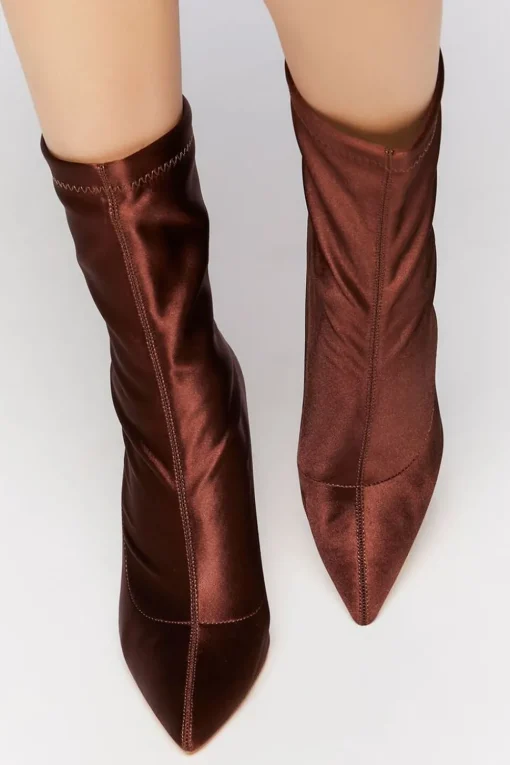 Satin Stiletto Sock Booties
