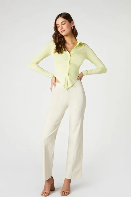 Satin Straight-Leg Trousers
