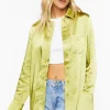 Satin Trumpet-Sleeve Shirt