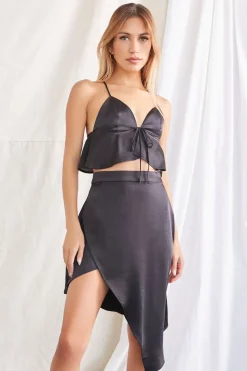 Satin Tulip-Hem Skirt