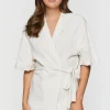 Scalloped-Trim Ribbed Lingerie Robe