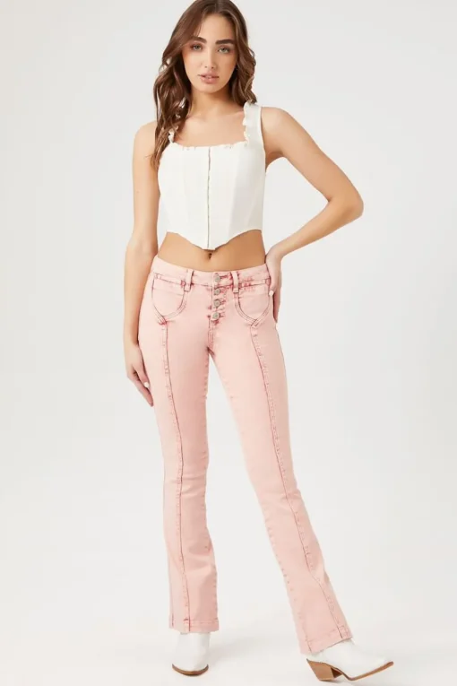 Seamed Mid-Rise Bootcut Jeans