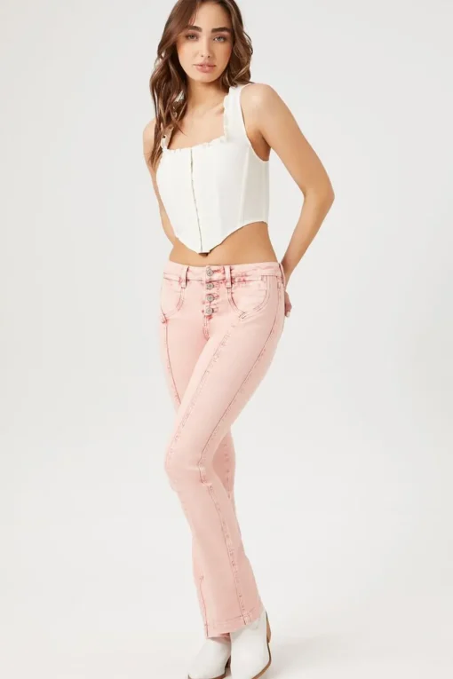 Seamed Mid-Rise Bootcut Jeans