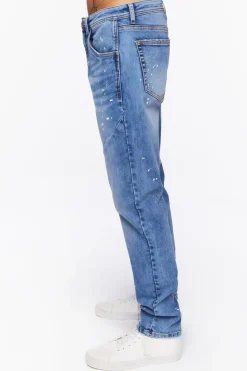 Seamed Paint Splatter Slim-Fit Jeans