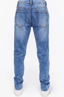 Seamed Paint Splatter Slim-Fit Jeans