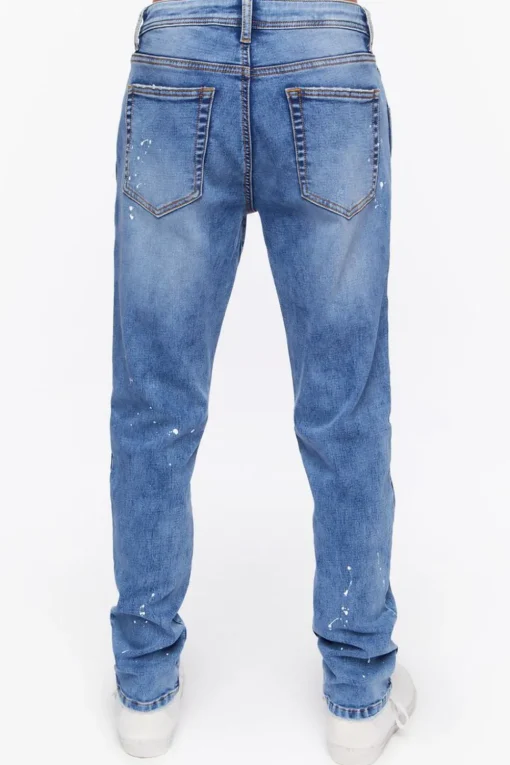 Seamed Paint Splatter Slim-Fit Jeans