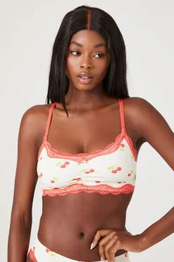 Seamless Cherry Lace-Trim Bralette