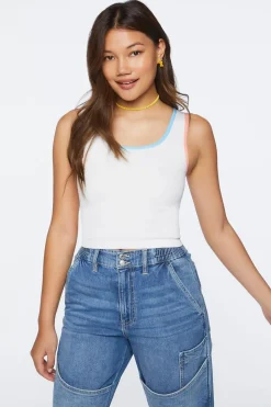 Seamless Colorblock-Trim Crop Top