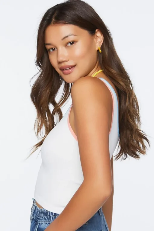 Seamless Colorblock-Trim Crop Top