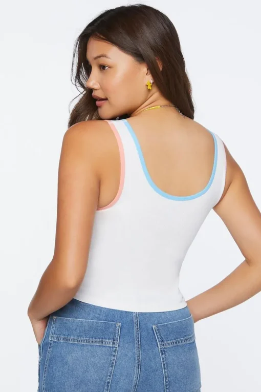 Seamless Colorblock-Trim Crop Top