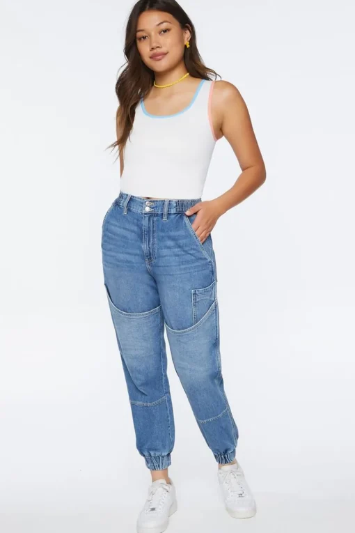 Seamless Colorblock-Trim Crop Top