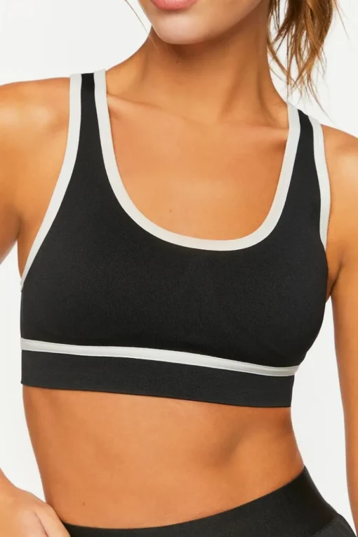 Seamless Contrast-Trim Sports Bra