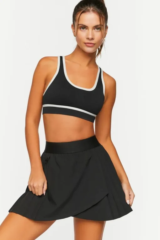 Seamless Contrast-Trim Sports Bra